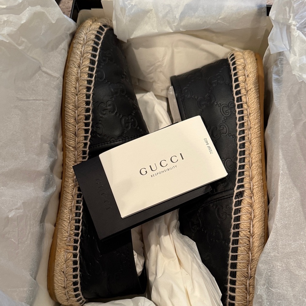 Gucci Black Leather Espadrilles